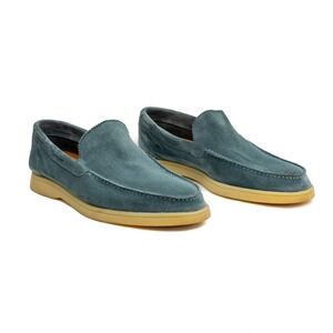 Aurelien Suede Yacht Loafers Blue Mens EU 43 UK 9 US 10 Luxury  Moc Toe Shoes